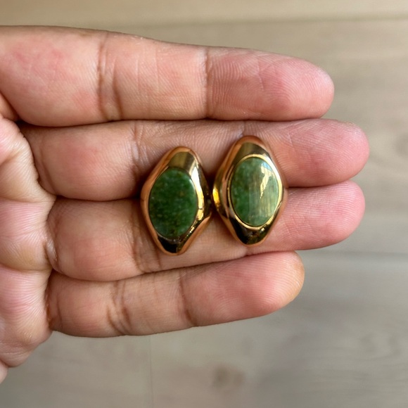 Vintage Cabochon Jadeite Cufflinks - Picture 1 of 3